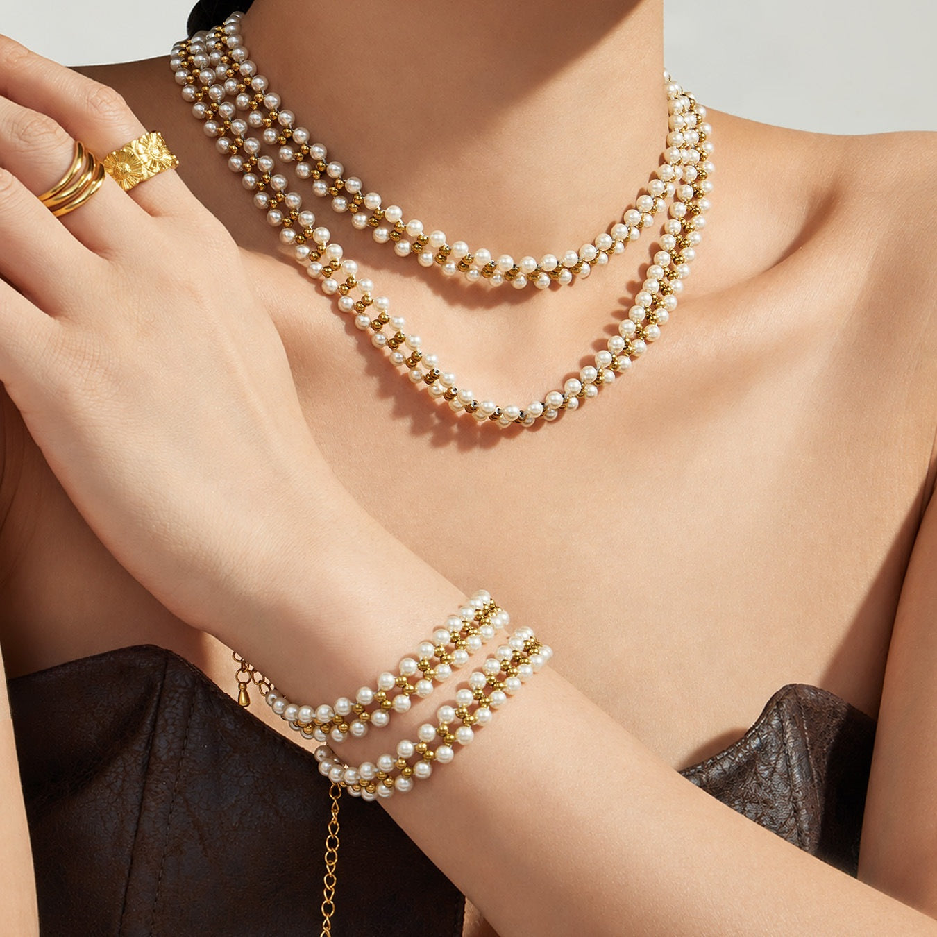 316L Stainless Steel 18K Gold PVD Beaded Necklace - Beaded Necklace Gold Steel Wholesale Stainless Steel Jewelry - Sensitive Skin Friendly - Detail 9