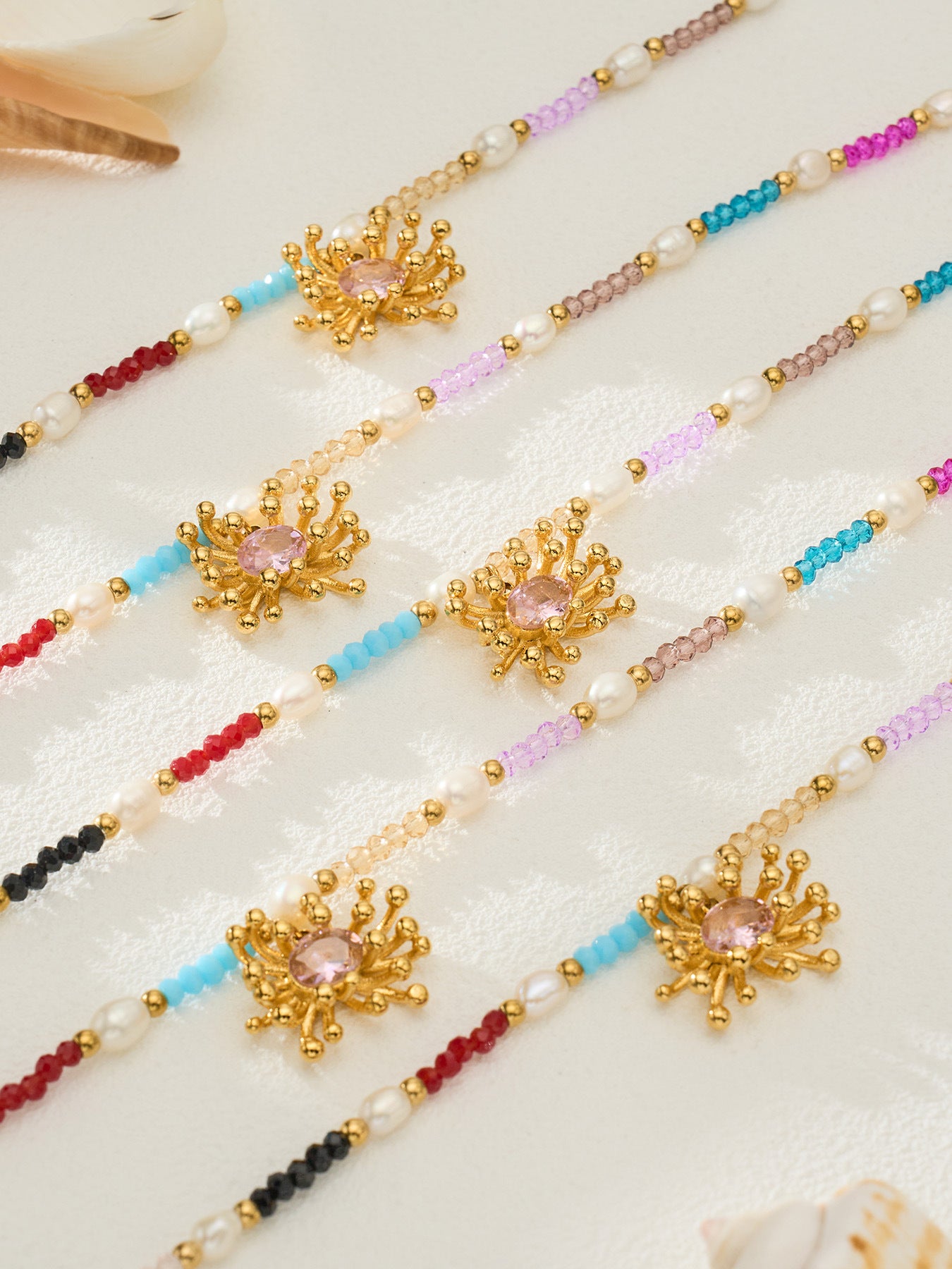 316L Stainless Steel 18K Gold PVD Bohemian Handcrafted Beaded Freshwater Pearl Flower Necklace - Bohemian Handcrafted Beaded Freshwater Pearl Flower Necklace Wholesale Stainless Steel Jewelry - Sensitive Skin Friendly - Detail 7