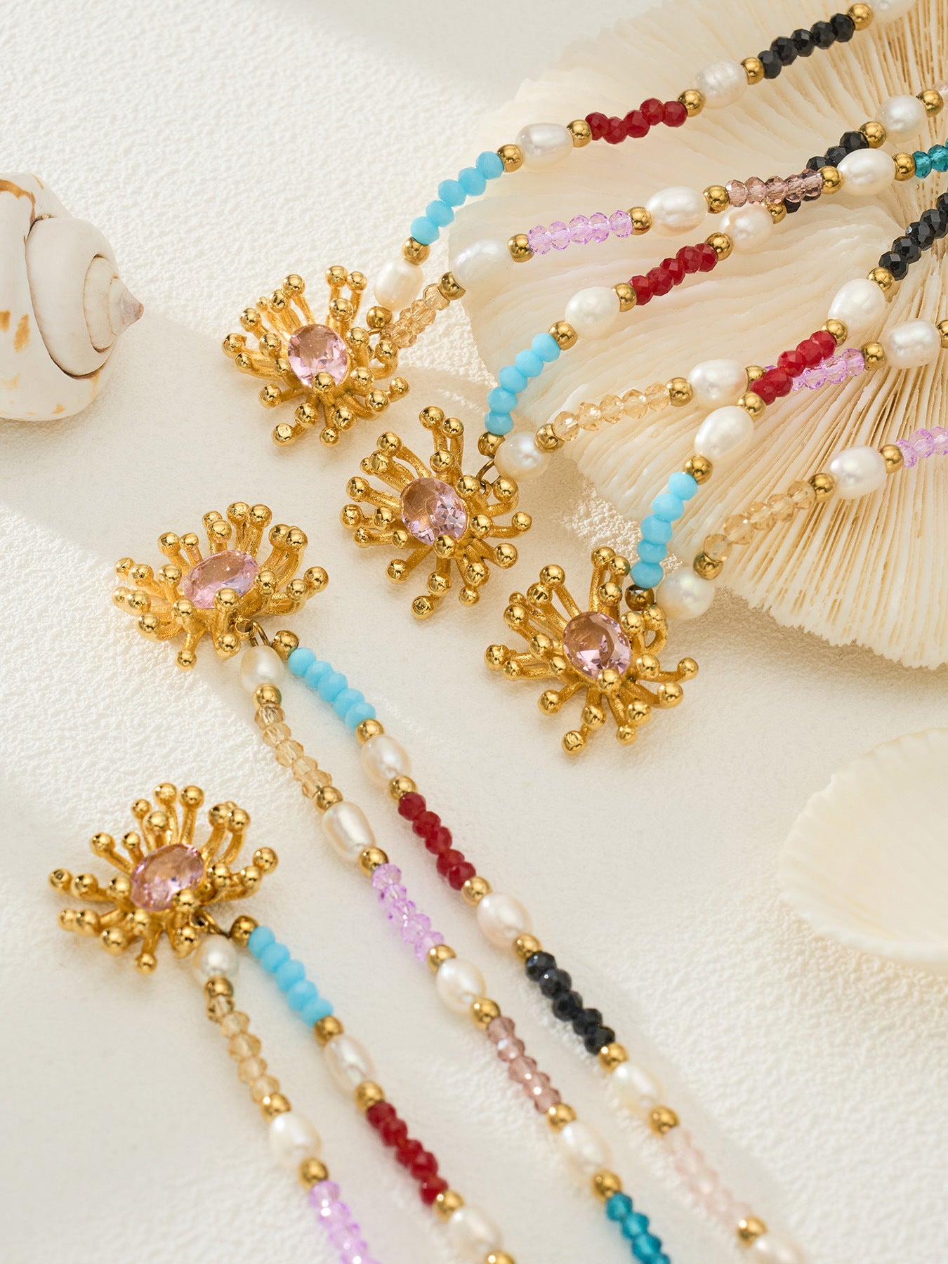 316L Stainless Steel 18K Gold PVD Bohemian Handcrafted Beaded Freshwater Pearl Flower Necklace - Bohemian Handcrafted Beaded Freshwater Pearl Flower Necklace Wholesale Stainless Steel Jewelry - Sensitive Skin Friendly - Detail 8