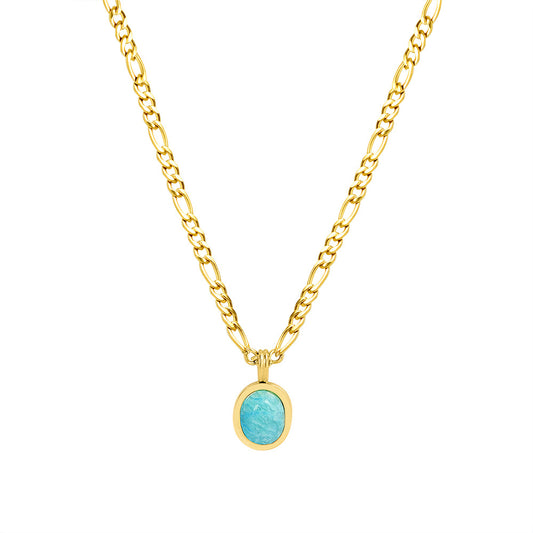 316L Stainless Steel 18K Gold PVD Bohemian Natural Amazonite Pendant Necklace - Bohemian, Amazonite, Pendant, Gold Plated, Light Luxury Wholesale Stainless Steel Jewelry - Sensitive Skin Friendly - Detail 1