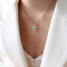 316L Stainless Steel 18K Gold PVD Bohemian Natural Amazonite Pendant Necklace - Bohemian, Amazonite, Pendant, Gold Plated, Light Luxury Wholesale Stainless Steel Jewelry - Sensitive Skin Friendly - Detail 2