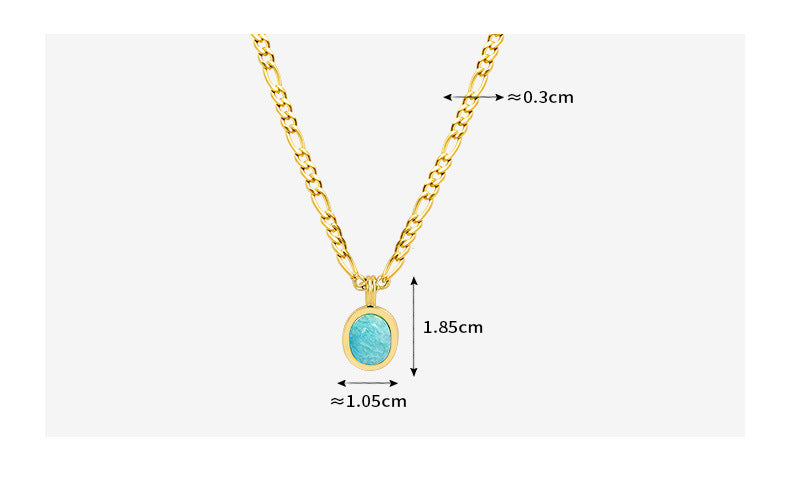 316L Stainless Steel 18K Gold PVD Bohemian Natural Amazonite Pendant Necklace - Bohemian, Amazonite, Pendant, Gold Plated, Light Luxury Wholesale Stainless Steel Jewelry - Sensitive Skin Friendly - Detail 7