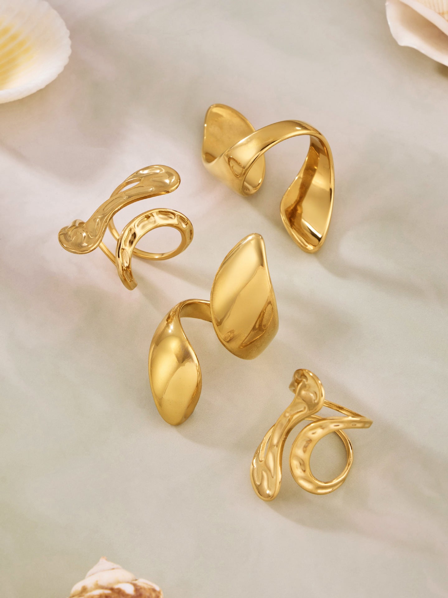 316L Stainless Steel 18K Gold PVD Bold Gold Statement Ring - Bold Gold Statement Ring Modern Minimalist Wholesale Stainless Steel Jewelry - Sensitive Skin Friendly - Detail 1