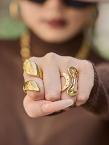 316L Stainless Steel 18K Gold PVD Bold Gold Statement Ring - Bold Gold Statement Ring Modern Minimalist Wholesale Stainless Steel Jewelry - Sensitive Skin Friendly - Detail 10