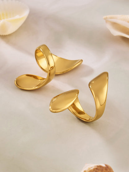 316L Stainless Steel 18K Gold PVD Bold Gold Statement Ring - Bold Gold Statement Ring Modern Minimalist Wholesale Stainless Steel Jewelry - Sensitive Skin Friendly - Detail 11
