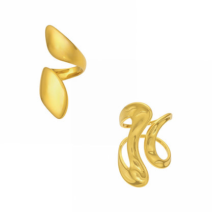 316L Stainless Steel 18K Gold PVD Bold Gold Statement Ring - Bold Gold Statement Ring Modern Minimalist Wholesale Stainless Steel Jewelry - Sensitive Skin Friendly - Detail 14
