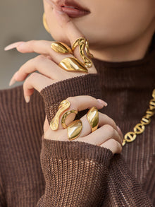 316L Stainless Steel 18K Gold PVD Bold Gold Statement Ring - Bold Gold Statement Ring Modern Minimalist Wholesale Stainless Steel Jewelry - Sensitive Skin Friendly - Detail 4