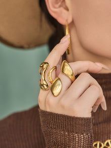 316L Stainless Steel 18K Gold PVD Bold Gold Statement Ring - Bold Gold Statement Ring Modern Minimalist Wholesale Stainless Steel Jewelry - Sensitive Skin Friendly - Detail 6