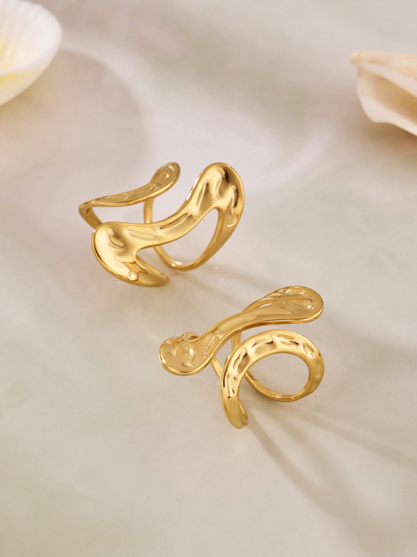 316L Stainless Steel 18K Gold PVD Bold Gold Statement Ring - Bold Gold Statement Ring Modern Minimalist Wholesale Stainless Steel Jewelry - Sensitive Skin Friendly - Detail 7