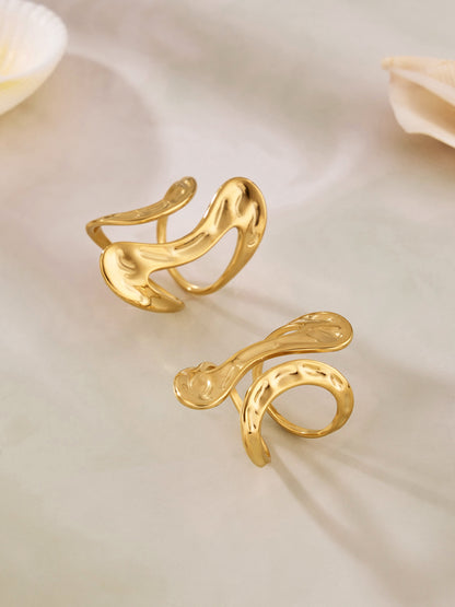 316L Stainless Steel 18K Gold PVD Bold Gold Statement Ring - Bold Gold Statement Ring Modern Minimalist Wholesale Stainless Steel Jewelry - Sensitive Skin Friendly - Detail 7