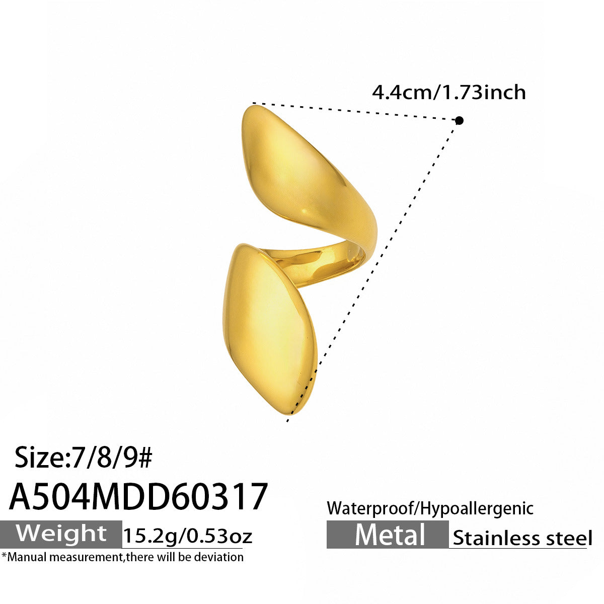 316L Stainless Steel 18K Gold PVD Bold Gold Statement Ring - Bold Gold Statement Ring Modern Minimalist Wholesale Stainless Steel Jewelry - Sensitive Skin Friendly - Detail 9