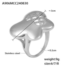 316L Stainless Steel 18K Gold PVD Butterfly Flower Cutout Ring - Butterfly Flower Cutout Minimalist Openwork Ring Wholesale Stainless Steel Jewelry - Sensitive Skin Friendly - Detail 4