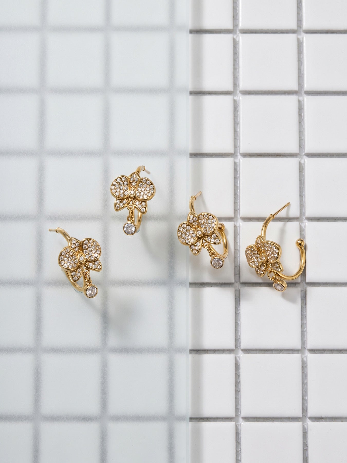316L Stainless Steel 18K Gold PVD C-Shaped Butterfly Zircon Geometric Earrings - C-Shaped Butterfly Geometric Zircon Gold Earrings Wholesale Stainless Steel Jewelry - Sensitive Skin Friendly - Detail 1