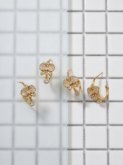 316L Stainless Steel 18K Gold PVD C-Shaped Butterfly Zircon Geometric Earrings - C-Shaped Butterfly Geometric Zircon Gold Earrings Wholesale Stainless Steel Jewelry - Sensitive Skin Friendly - Detail 1