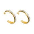 316L Stainless Steel 18K Gold PVD C-Shaped Zircon Earrings