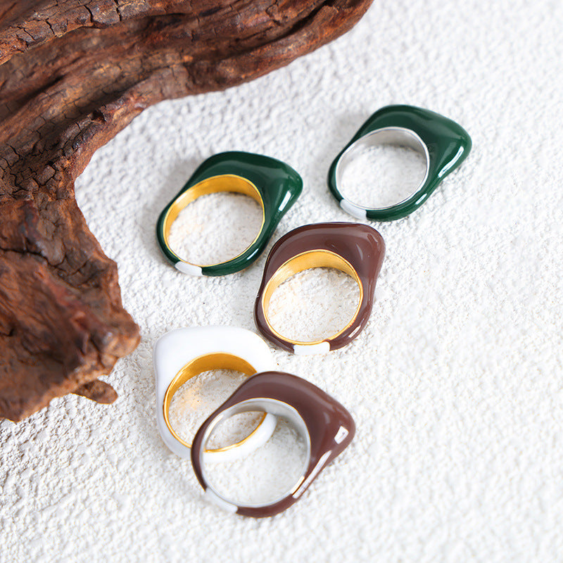 316L Stainless Steel 18K Gold PVD Candy Color Open Ring - Candy Color Open Ring Minimalist Glossy Inlay Wholesale Stainless Steel Jewelry - Sensitive Skin Friendly - Detail 10