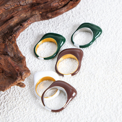 316L Stainless Steel 18K Gold PVD Candy Color Open Ring - Candy Color Open Ring Minimalist Glossy Inlay Wholesale Stainless Steel Jewelry - Sensitive Skin Friendly - Detail 10