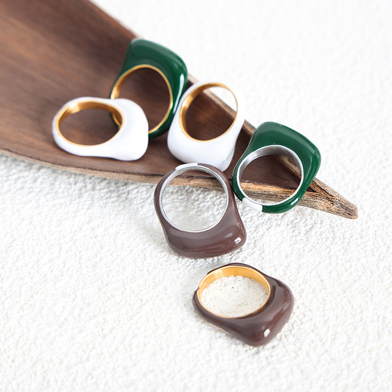 316L Stainless Steel 18K Gold PVD Candy Color Open Ring - Candy Color Open Ring Minimalist Glossy Inlay Wholesale Stainless Steel Jewelry - Sensitive Skin Friendly - Detail 6