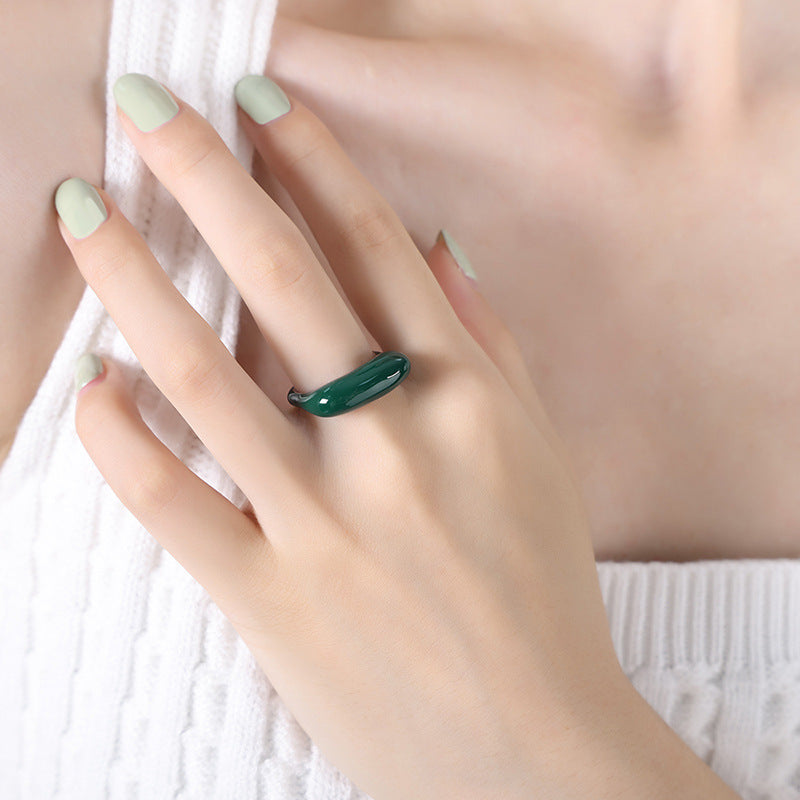 316L Stainless Steel 18K Gold PVD Candy Color Open Ring - Candy Color Open Ring Minimalist Glossy Inlay Wholesale Stainless Steel Jewelry - Sensitive Skin Friendly - Detail 7