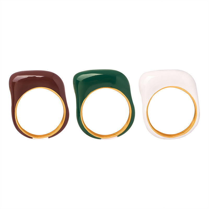 316L Stainless Steel 18K Gold PVD Candy Color Open Ring - Candy Color Open Ring Minimalist Glossy Inlay Wholesale Stainless Steel Jewelry - Sensitive Skin Friendly - Detail 9