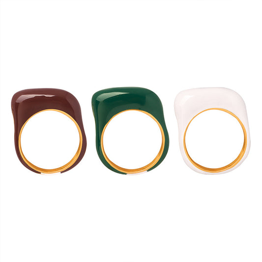 316L Stainless Steel 18K Gold PVD Candy Color Open Ring - Candy Color Open Ring Minimalist Glossy Inlay Wholesale Stainless Steel Jewelry - Sensitive Skin Friendly - Detail 9