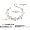 White Cat's Eye Steel Bracelet (TXE589) / 16.5+5cm