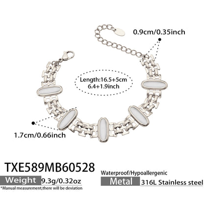 316L Stainless Steel 18K Gold PVD Cat Eye Stone Bracelet & Necklace Collection - Cat Eye Stone Minimalist Luxury Gold Jewelry Modern Layering Elegant Gemstone Wholesale Stainless Steel Jewelry - Sensitive Skin Friendly - Detail 1