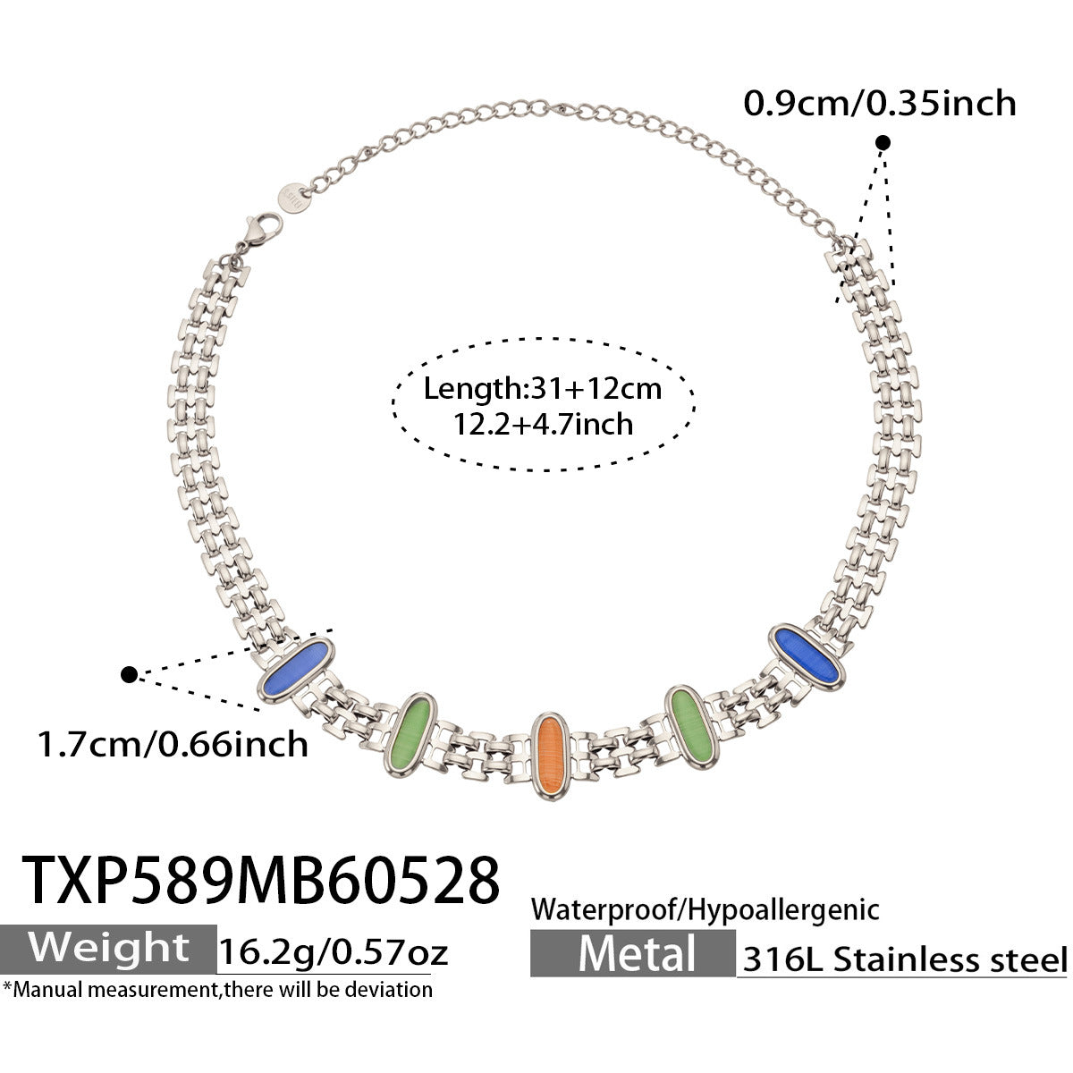 316L Stainless Steel 18K Gold PVD Cat Eye Stone Bracelet & Necklace Collection - Cat Eye Stone Minimalist Luxury Gold Jewelry Modern Layering Elegant Gemstone Wholesale Stainless Steel Jewelry - Sensitive Skin Friendly - Detail 10