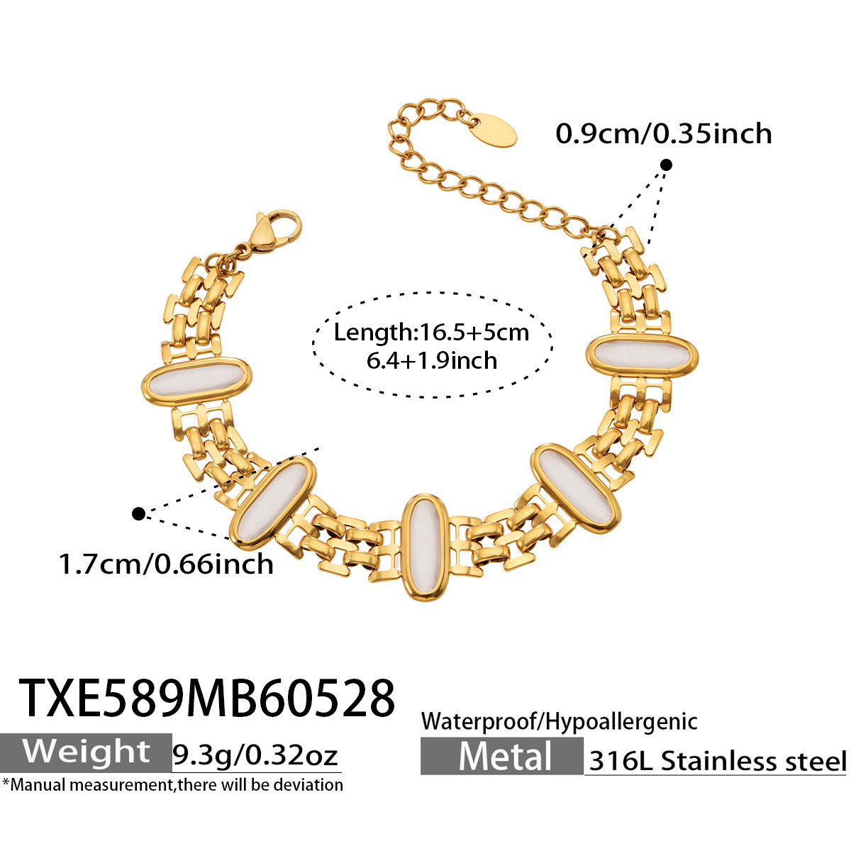 316L Stainless Steel 18K Gold PVD Cat Eye Stone Bracelet & Necklace Collection - Cat Eye Stone Minimalist Luxury Gold Jewelry Modern Layering Elegant Gemstone Wholesale Stainless Steel Jewelry - Sensitive Skin Friendly - Detail 14