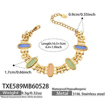 316L Stainless Steel 18K Gold PVD Cat Eye Stone Bracelet & Necklace Collection - Cat Eye Stone Minimalist Luxury Gold Jewelry Modern Layering Elegant Gemstone Wholesale Stainless Steel Jewelry - Sensitive Skin Friendly - Detail 15