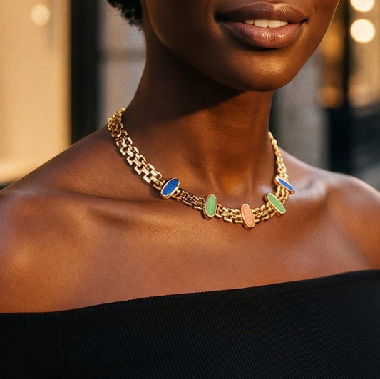 316L Stainless Steel 18K Gold PVD Cat Eye Stone Bracelet & Necklace Collection - Cat Eye Stone Minimalist Luxury Gold Jewelry Modern Layering Elegant Gemstone Wholesale Stainless Steel Jewelry - Sensitive Skin Friendly - Detail 2
