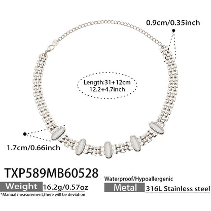 316L Stainless Steel 18K Gold PVD Cat Eye Stone Bracelet & Necklace Collection - Cat Eye Stone Minimalist Luxury Gold Jewelry Modern Layering Elegant Gemstone Wholesale Stainless Steel Jewelry - Sensitive Skin Friendly - Detail 6