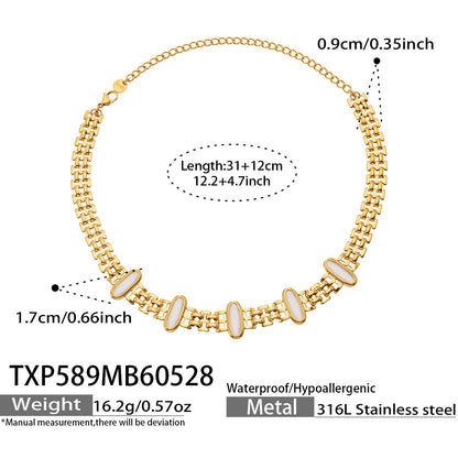 316L Stainless Steel 18K Gold PVD Cat Eye Stone Bracelet & Necklace Collection - Cat Eye Stone Minimalist Luxury Gold Jewelry Modern Layering Elegant Gemstone Wholesale Stainless Steel Jewelry - Sensitive Skin Friendly - Detail 8