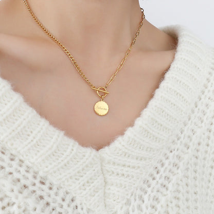 316L Stainless Steel 18K Gold PVD Chain Pendant Necklace - Vintage Gold Chain Pendant Wholesale Stainless Steel Jewelry - Sensitive Skin Friendly - Detail 1