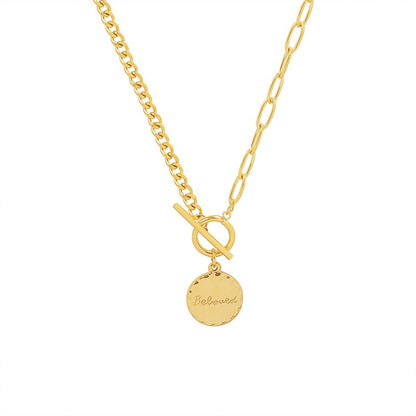 316L Stainless Steel 18K Gold PVD Chain Pendant Necklace - Vintage Gold Chain Pendant Wholesale Stainless Steel Jewelry - Sensitive Skin Friendly - Detail 4