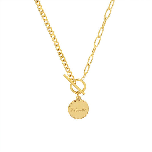 316L Stainless Steel 18K Gold PVD Chain Pendant Necklace - Vintage Gold Chain Pendant Wholesale Stainless Steel Jewelry - Sensitive Skin Friendly - Detail 4