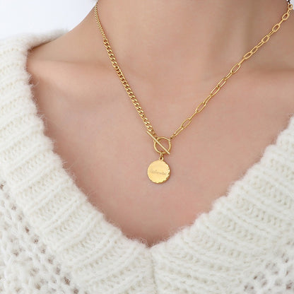 316L Stainless Steel 18K Gold PVD Chain Pendant Necklace - Vintage Gold Chain Pendant Wholesale Stainless Steel Jewelry - Sensitive Skin Friendly - Detail 5