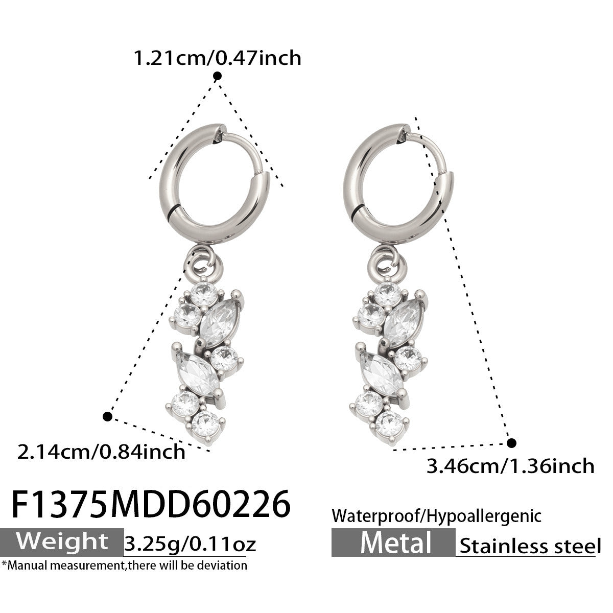 316L Stainless Steel 18K Gold PVD Chic 5A Zircon Drop Earrings - Chic 5A Zircon Drop Minimalist Wholesale Stainless Steel Jewelry - Sensitive Skin Friendly - Detail 15