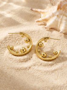 316L Stainless Steel 18K Gold PVD Chic C-Hoop High-Polished Earrings - Chic C-Hoop High-Polished Wholesale Stainless Steel Jewelry - Sensitive Skin Friendly - Detail 6