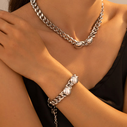 316L Stainless Steel 18K Gold PVD Chic Minimalist Bracelet Set - Chic Minimalist Steel Bracelet Set Wholesale Stainless Steel Jewelry - Sensitive Skin Friendly - Detail 15