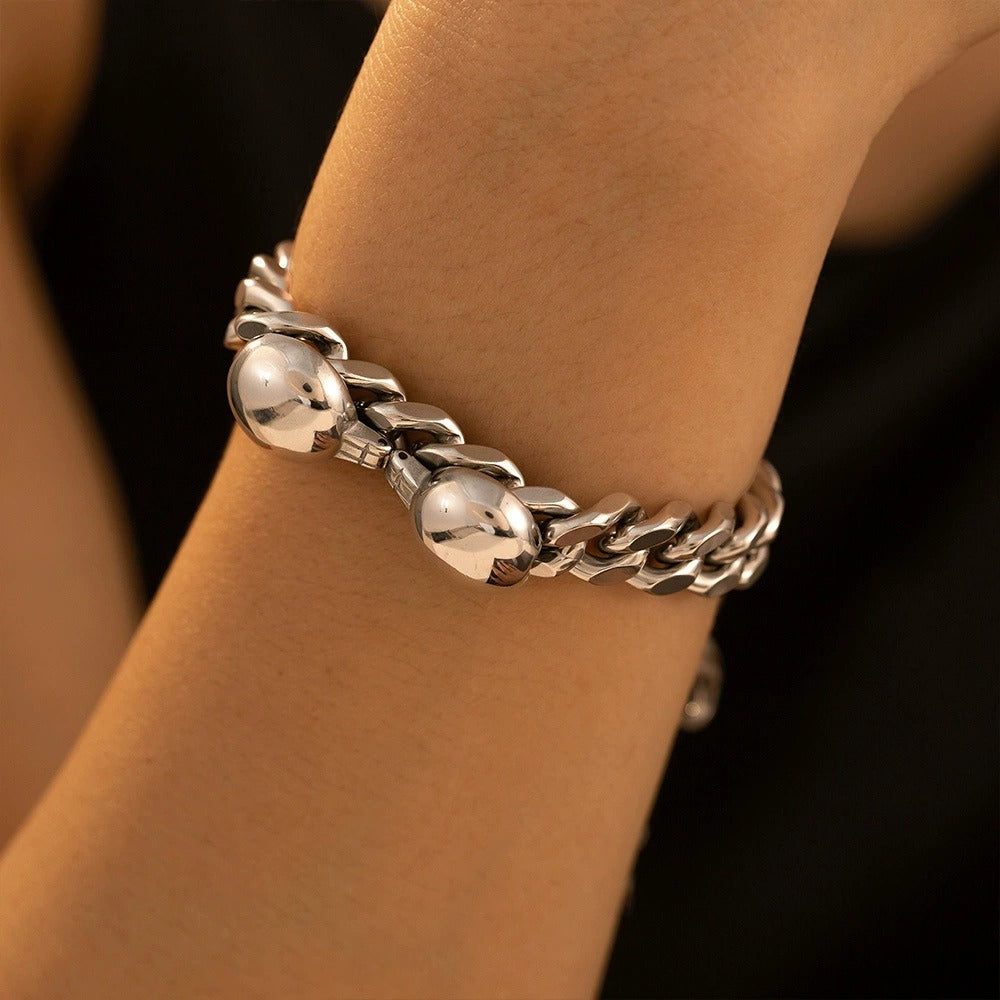 316L Stainless Steel 18K Gold PVD Chic Minimalist Bracelet Set - Chic Minimalist Steel Bracelet Set Wholesale Stainless Steel Jewelry - Sensitive Skin Friendly - Detail 4