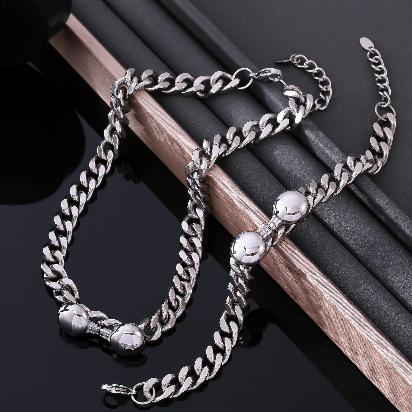 316L Stainless Steel 18K Gold PVD Chic Minimalist Bracelet Set - Chic Minimalist Steel Bracelet Set Wholesale Stainless Steel Jewelry - Sensitive Skin Friendly - Detail 8