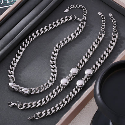 316L Stainless Steel 18K Gold PVD Chic Minimalist Bracelet Set - Chic Minimalist Steel Bracelet Set Wholesale Stainless Steel Jewelry - Sensitive Skin Friendly - Detail 9