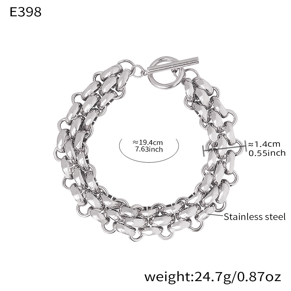 316L Stainless Steel 18K Gold PVD Chunky Chain OT Clasp Bracelet & Necklace - Chunky Chain, OT Clasp, Modern European, Bold, Statement Wholesale Stainless Steel Jewelry - Sensitive Skin Friendly - Detail 12