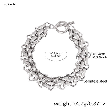316L Stainless Steel 18K Gold PVD Chunky Chain OT Clasp Bracelet & Necklace - Chunky Chain, OT Clasp, Modern European, Bold, Statement Wholesale Stainless Steel Jewelry - Sensitive Skin Friendly - Detail 12