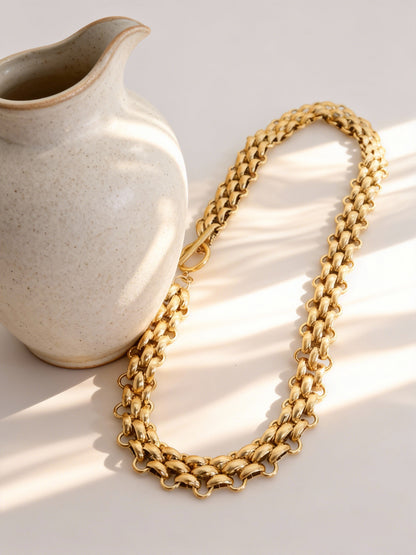 316L Stainless Steel 18K Gold PVD Chunky Chain OT Clasp Bracelet & Necklace - Chunky Chain, OT Clasp, Modern European, Bold, Statement Wholesale Stainless Steel Jewelry - Sensitive Skin Friendly - Detail 13