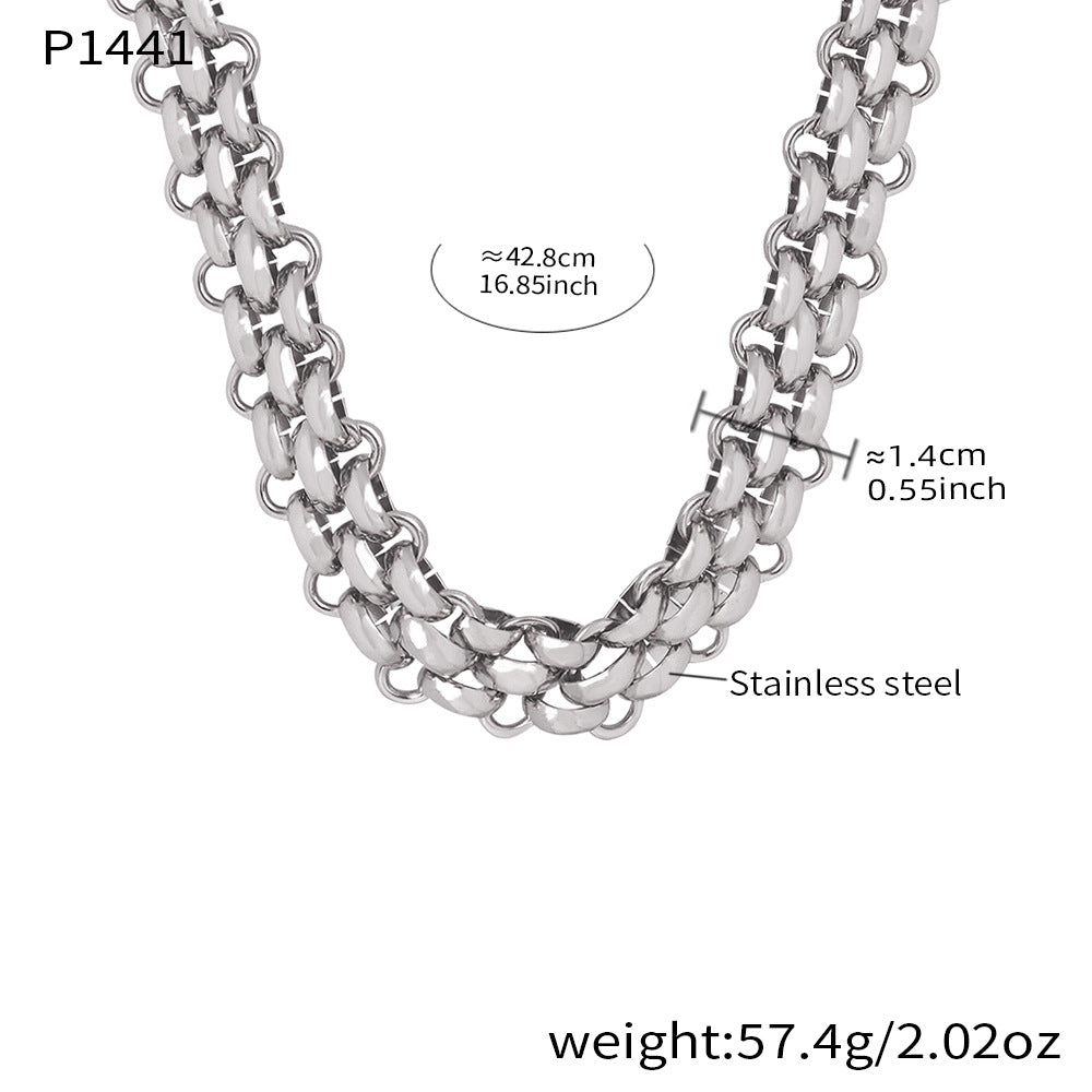 316L Stainless Steel 18K Gold PVD Chunky Chain OT Clasp Bracelet & Necklace - Chunky Chain, OT Clasp, Modern European, Bold, Statement Wholesale Stainless Steel Jewelry - Sensitive Skin Friendly - Detail 6