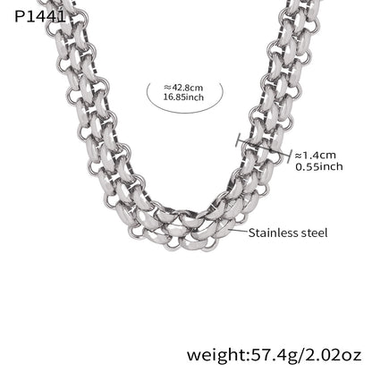316L Stainless Steel 18K Gold PVD Chunky Chain OT Clasp Bracelet & Necklace - Chunky Chain, OT Clasp, Modern European, Bold, Statement Wholesale Stainless Steel Jewelry - Sensitive Skin Friendly - Detail 6