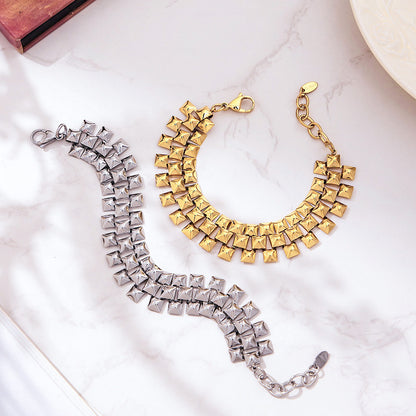 316L Stainless Steel 18K Gold PVD Chunky Chain Statement Necklace Bracelet Set - Chunky Chain, Statement, Modern, Gold, Steel Wholesale Stainless Steel Jewelry - Sensitive Skin Friendly - Detail 1