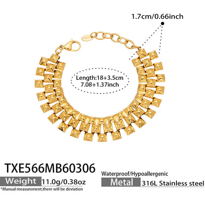 316L Stainless Steel 18K Gold PVD Chunky Chain Statement Necklace Bracelet Set - Chunky Chain, Statement, Modern, Gold, Steel Wholesale Stainless Steel Jewelry - Sensitive Skin Friendly - Detail 10